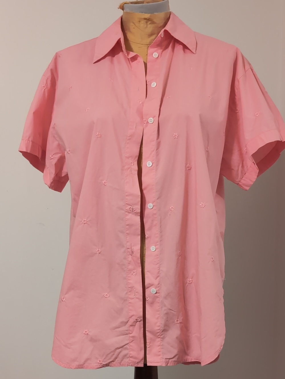 Maje Pink Short-Sleeve Button-Down Shirt